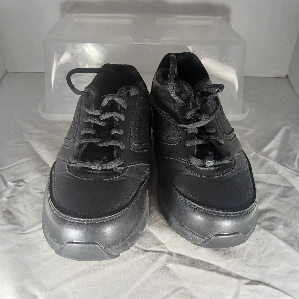 Skechers Work Slip Resistant EH Mens Black Leather Lace Up Shoes Size 7 Wide Fit